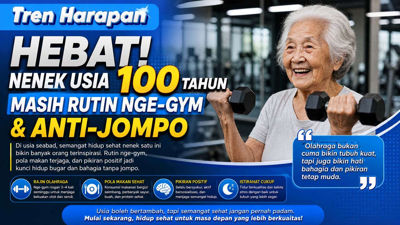 Hebat! Nenek Usia 100 Tahun Masih Rutin Nge-gym & Anti-Jompo