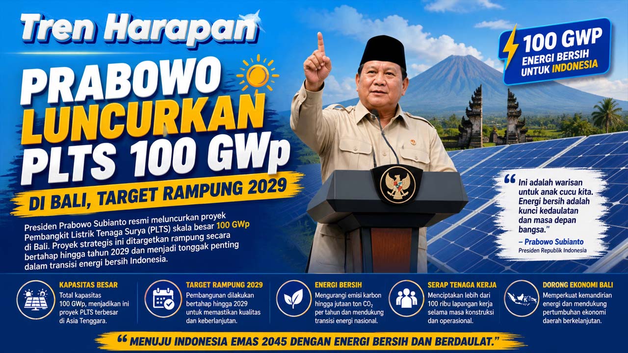 Prabowo Luncurkan PLTS 100 GWp di Bali, Target Rampung 2029